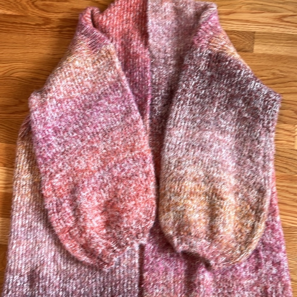 Anthropologie Ombré Knit Duster Blush Pink Sunset Fuzzy Warm One Size NWT - Picture 12 of 14